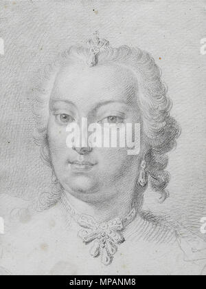 . English: Porträt der jungen Kaiserin Maria Theresia (1717 - 1780), Bleistiftzeichnung auf Papier, rückseitig bezeichnet Maria Theresia D. G. H.B. Vo A. D. A. 1741/M. de Meitens del, 20 x 15 cm Englisch: Porträt der jungen Kaiserin Maria Theresia von Österreich (1717 - 1780). ca. 1741. Martin Van Meytens (1695-1770) Alternative Namen Martin Mytens (II), Martin, Martin Van Meytens Mijtens, Martin van Mytens (II), Martinus Mytens Beschreibung Austrian-Swedish Maler und Zeichner Geburtsdatum / Tod 24. Juni 1695 vom 23. März 1770 Ort der Geburt / Todes Stockholm Wien Standort P Stockfoto