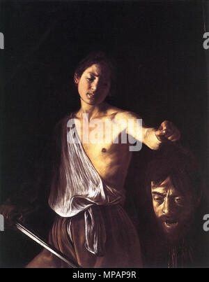 David zwischen 1609 und 1600. 889 Michelangelo Merisi da Caravaggio - David - WGA 04195 Stockfoto