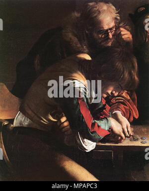 Die Berufung des heiligen Matthäus (Detail) zwischen 1599 und 1600. 889 Michelangelo Merisi da Caravaggio - Die Berufung des heiligen Matthäus (Detail) - WGA 04114 Stockfoto