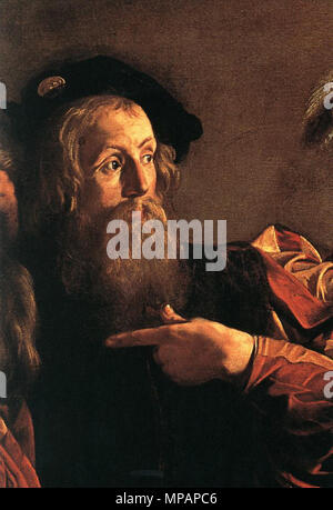 Die Berufung des heiligen Matthäus (Detail) zwischen 1599 und 1600. 889 Michelangelo Merisi da Caravaggio - Die Berufung des heiligen Matthäus (Detail) - WGA 04117 Stockfoto