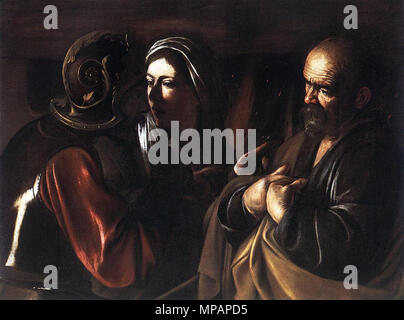 Englisch: die Verweigerung von St. Peter 1610. 889 Michelangelo Merisi da Caravaggio - Die Denial-of-St-Peter-WGA 04197 Stockfoto