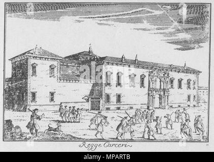 . Italiano: Palazzo del Capitano di Giustizia in Piazza Fontana a Milano - Marc'Antonio Dal Re (1697-1766), incisione di una Serie di 88 Vedute di Milano pubblicata da Del Re attorno al 1745. 1745. Marc'Antonio Dal Re 894 Milano, Palazzo del Capitano di Giustizia Stockfoto