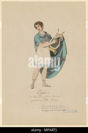 . Englisch: Sopranistin Anna Milder in der Titelrolle der Oper Orpheus (1807) von der Wiener Komponist und Journalist Friedrich August Kanne < [1]. ca. 1812. Unbekannt 894 Anna milder als Orpheus Stockfoto