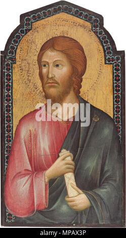 Anhänger von Cimabue, Christus zwischen St. Peter und St. Jakobus Major [Rechts], Ende des 13. Jahrhunderts, Tempera auf Panel, Andrew W. Mellon Collection Saint James Dur [rechts]. Englisch: St. Jakobus Major [Rechts]. Ende des 13. Jahrhunderts. Grifo di Tancredi 903 der Montor Polyptychon - St. Jakobus Major Stockfoto