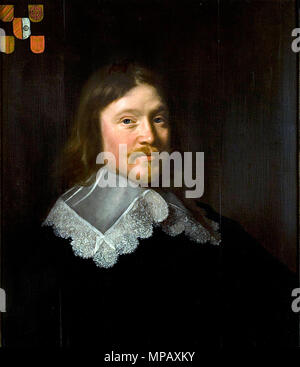 Englisch: Portrait von Hendrik Rammelman, Ehemann von Maria van Hogendorp 1641. 1041 Abraham de Vries - Portrait von Hendrik Rammelman, Ehemann von Maria van Hogendorp Stockfoto