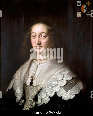 Englisch: Portrait von Maria van Hogendorp, Ehefrau von Hendrik Rammelman 1641. 1042 Abraham de Vries - Portrait von Maria van Hogendorp, Ehefrau von Hendrik Rammelman Stockfoto