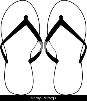 Flip Flops Sandalen in Schwarz und Weiß Stock Vektor