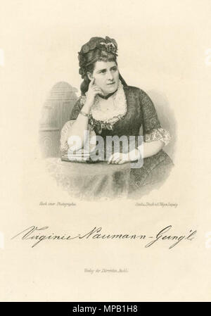 . Englisch: Deutsche Opern Sopran Virginia Naumann-Gungl (1848-1915). ca. 1890. August Weger (1823 - 1892) Beschreibung Deutsche Graveur Geburtsdatum / Tod 28. Juli 1823 27. Mai 1892 Ort der Geburt / Todes Nürnberg Leipzig Arbeit Standort Leipzig Authority control: Q 21396170 VIAF: 69194417 LCCN: 97875130 n GND: 117218456 BNE: XX 1521277 RKD: 432140 WorldCat 920 Naumann-Gungl Stockfoto