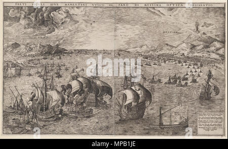 Seeschlacht in der Straße von Messina 1561. 920 Seeschlacht in der Straße von Messina von Frans Huys im Boijmans Stockfoto