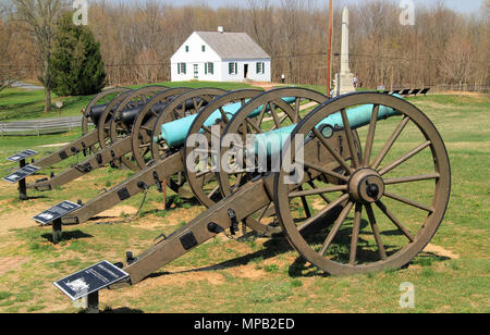 Artillerie spielt eine zentrale Rolle in vielen militärischen Engagements des Bürgerkriegs, einschließlich der Schlacht von Antietam, in Maryland kämpften am 17. September 1862 Stockfoto