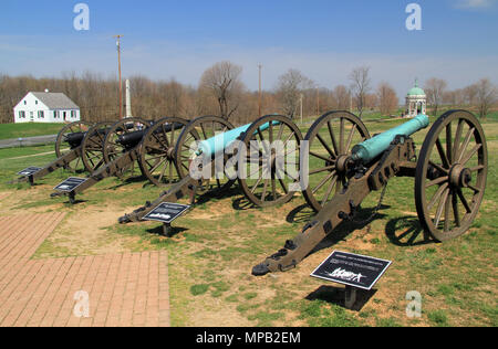 Artillerie spielt eine zentrale Rolle in vielen militärischen Engagements des Bürgerkriegs, einschließlich der Schlacht von Antietam, in Maryland kämpften am 17. September 1862 Stockfoto