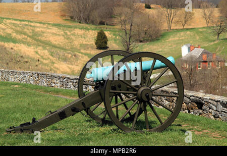Artillerie spielt eine zentrale Rolle in vielen militärischen Engagements des Bürgerkriegs, einschließlich der Schlacht von Antietam, in Maryland kämpften am 17. September 1862 Stockfoto