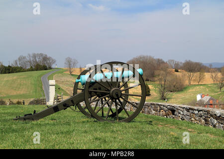 Artillerie spielt eine zentrale Rolle in vielen militärischen Engagements des Bürgerkriegs, einschließlich der Schlacht von Antietam, in Maryland kämpften am 17. September 1862 Stockfoto