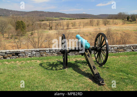 Artillerie spielt eine zentrale Rolle in vielen militärischen Engagements des Bürgerkriegs, einschließlich der Schlacht von Antietam, in Maryland kämpften am 17. September 1862 Stockfoto