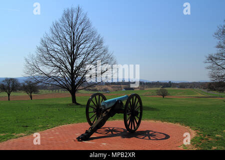 Artillerie spielt eine zentrale Rolle in vielen militärischen Engagements des Bürgerkriegs, einschließlich der Schlacht von Antietam, in Maryland kämpften am 17. September 1862 Stockfoto