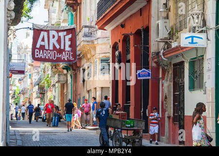 Arte Barrio Straße in der Altstadt von Havanna Kuba Stockfoto