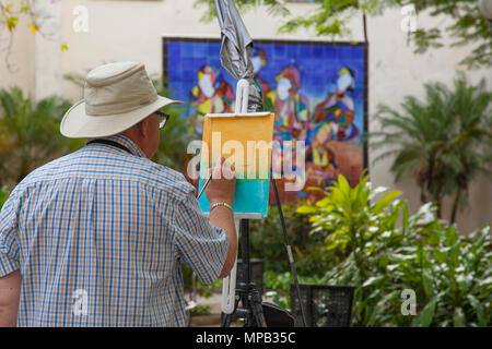 Touristen malerei Kunst im Park im Alten Havanna Kuba Stockfoto