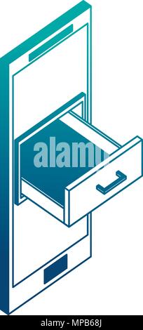 Smartphone Kabinett Schublade storage Isometrische Stock Vektor
