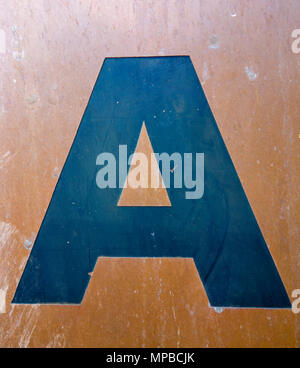 Formulierung in Distressed Zustand Typografie gefunden Brief A Stockfoto