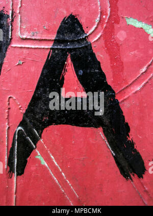 Formulierung in Distressed Zustand Typografie gefunden Brief A Stockfoto