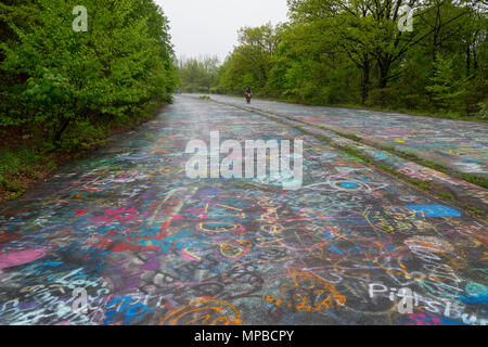 USA Pennsylvania PA Centralia eine verlassene Stadt und auf der Autobahn nach einem Coal Mine Fire 1962 Mortorcycle Stockfoto