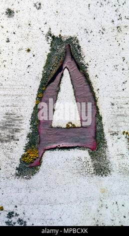 Formulierung in Distressed Zustand Typografie gefunden Brief A Stockfoto