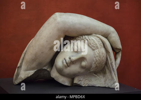 Leiter der Schlafenden Ariadne im 16. Jahrhundert geschnitzte Statue der Florentiner Ariadne auf Anzeige in den Uffizien (Galleria degli Uffizi) in Florenz, Toskana, Italien. Stockfoto