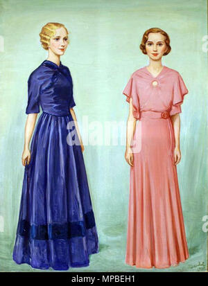 . Malerei von Nils Dardel, Info zu kommen. -1943. 921 ND 86 TvaaFlickor Stockfoto