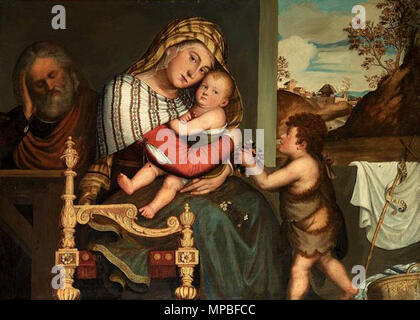 924 Niccolò Frangipane - Die Heilige Familie mit Kind, der hl. Johannes der Täufer - WGA 8221 Stockfoto