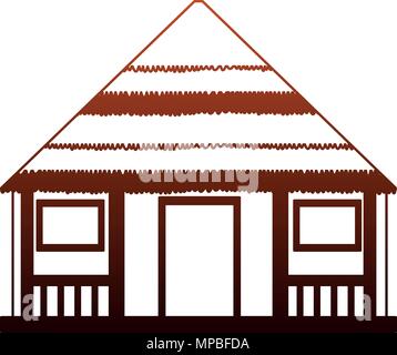 Holz- Haus isoliert rote Linien Stock Vektor