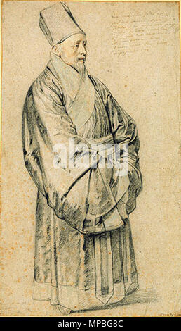 Portrait von Nicolas Trigault in der chinesischen Tracht. Peter Paul Rubens, der diese Zeichnung von Nicolas Trigault in chinesischem Kostüm, wenn der Jesuit, Missionar zu China wurde in Antwerpen. 1617. 927 NicolasTrigaultInChineseCostume Stockfoto