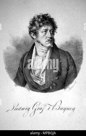 OLYMPUS DIGITALKAMERA. English: Ludwig Ernst Graf Buquoy (1783-1834), Landschaftsmaler und Lithograph. Lithographie von Friedrich Lieder, um 1830. . Um 1830. 832 Ludwig Ernst-von Buquoy Litho II. Stockfoto