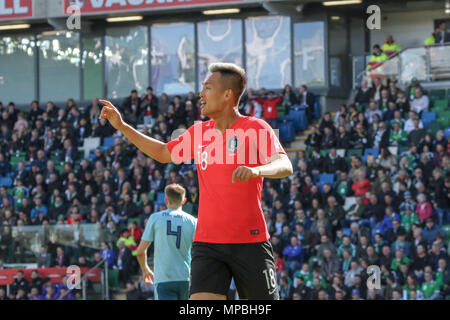 24. März 2018. Internationaler Fußball-freundliches 2018, Nordirland gegen Südkorea im Windsor Park, Belfast. (18) Kim Shin-wook Südkorea. Stockfoto