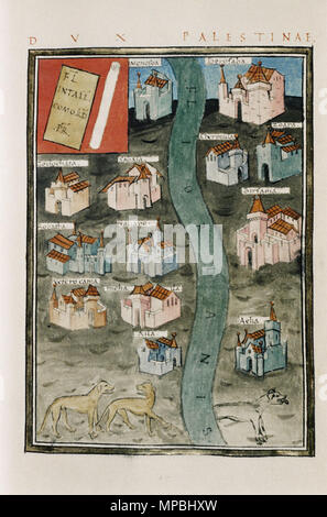 . Englisch: Dux Palaestinae (Palästina) von der Notitia dignitatum, einem Pergament Manuskript, Anzeigen der Jordan. 1436. Unbekannt 934 Notitia Dignitatum - Dux Palestinae Stockfoto