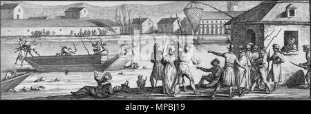 Jean-Baptiste Carrier. Français: Les noyades de Nantes. Détail d'une estampe portraiturant Jean-Baptiste Carrier. . Zwischen 1798 und 1817. 934 Noyades de Nantes Stockfoto