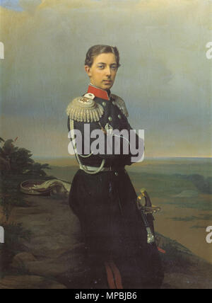 Englisch: Portrait of Grand Duke Nicholas Alexandrovich. Magyar: Nyikolaj Alekszandrovics nagyherceg arcmása. Русский: Портрет великого князя Николая Александровича. . Englisch: Großherzog und Tsarevich Nicholas Alexandrowitsch von Russland (1843 - 1865), der Erbe des russischen Thron. Magyar: Nyikolaj Alekszandrovics orosz és nagyherceg cárevics (1843-1865), Oroszország trónörököse. . 1860. Sergey Zaryanko (1818-1870) Alternative Namen: Russisch Сергей Константинович Зарянко Beschreibung russische Maler Geburtsdatum / Tod 24. September 1818 (im Julianischen Kalender) 1871 Ort der Geburt / Todes Stockfoto