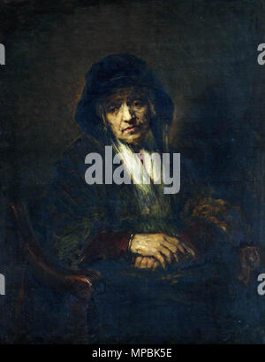 Porträt einer alten Frau. Englisch: Kopie eines Originals von Rembrandt mit dem gleichen Titel (1654 Staatliche Eremitage, St. Petersburg). Öl auf Leinwand. 110,7 × 87 cm. Die Staatliche Tretjakow-Galerie, Moskau. Español: Retrato de una anciana. Copia del Original de Rembrandt de Igual título (1654, Museo estatal Hermitage de San Petersburgo). Óleo sobre lienzo. 110,7 × 87 cm. Galería estatal Tretjakow, Moscú. Русский: Портрет старушки. Копия с оригинала Рембрандта тогоже названия (1654, Государственный музей Эрмитаж). , Холст масло. 110,7 × 87 См. Государственная Третьяковская галерея, Москва. . Engli Stockfoto