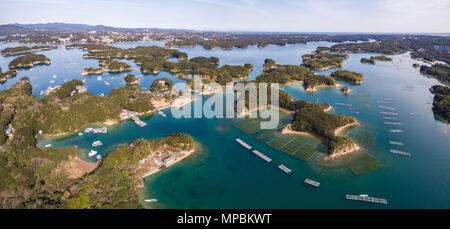 Aerial View vor Bucht in der Nähe Masaki Insel, Shima Stadt, Mie Präfektur, Japan Stockfoto