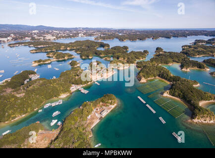 Aerial View vor Bucht in der Nähe Masaki Insel, Shima Stadt, Mie Präfektur, Japan Stockfoto