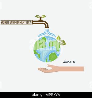 Tag der Umwelt Konzept Vektor logo Vorlage. Juni 5st World Environment Day Konzept. Tag der Umwelt Bewusstsein Idee Kampagne. Vektor Stock Vektor