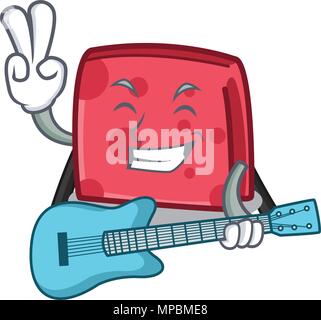 Mit Gitarre serviette Charakter Cartoon Stil Vector Illustration Stock Vektor