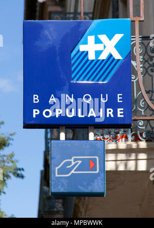 Paris, Frankreich, 14. September 2015: Banque Populaire ist eine französische Corporate und Investment Banking, das Büro in Paris Stockfoto