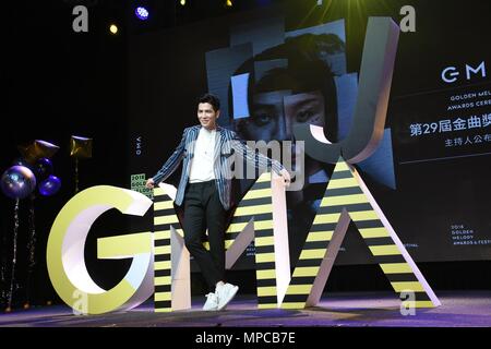 Taipei. 22. Mai, 2018. Stau Hsiao nahmen an der Pressekonferenz bekannt, dass er die 29 Golden Melody Auszeichnungen in Taipei, Taiwan, China host wird am 22. Mai 2018. (Foto durch TPG) Credit: TopPhoto/Alamy leben Nachrichten Stockfoto