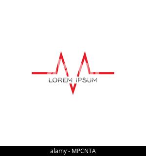 M schreiben Logo Design, Heartbeat Linienstil an. Stock Vektor