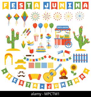 Festa junina Symbole gesetzt Stock Vektor