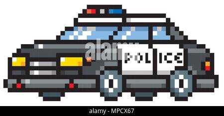 Vector Illustration von Cartoon Polizei Auto-Pixel-Design Stock Vektor