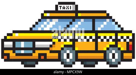 Vector Illustration von Cartoon Taxi-Pixel-Design Stock Vektor