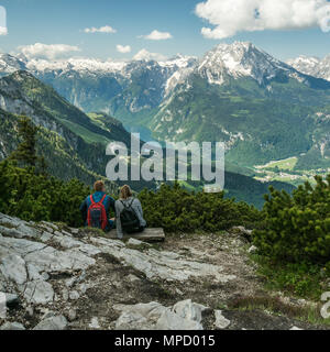 Blick vom Kehlsteinhaus alias "Eagles Nest" (durch Hitler während des WW2 verwendet) auf dem Gipfel des Kehlstein in der Nähe von Berchtesgaden, Deutschland. Stockfoto