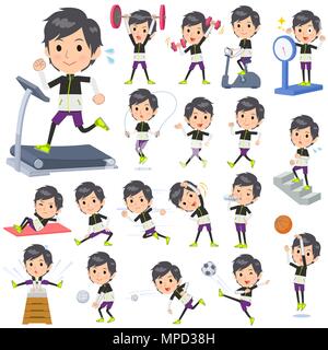 Satz von verschiedenen Posen von Monotonen tragen Mann Sport & Bewegung Stock Vektor