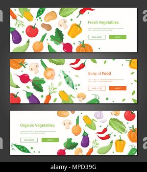 Natürliche Lebensmittel-Set von modernen und farbenfrohen Vektor Poster Stock Vektor